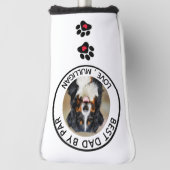 Aangepaste hond Foto beste vader, zwart wit zwart Golfheadcover (Draai 90)