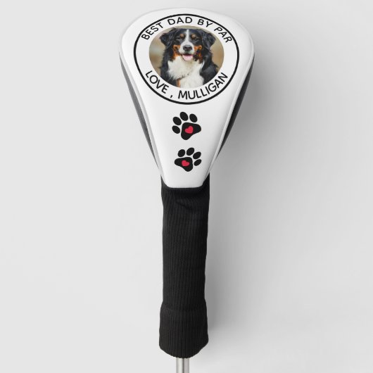 Aangepaste hond Foto beste vader, zwart wit zwart Golfheadcover (Voorkant)