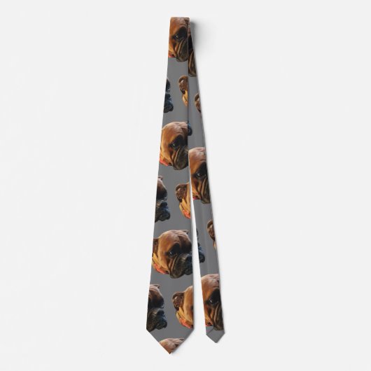 Aangepaste hond Foto Boxer Puppy Grey Stropdas (Voorkant)