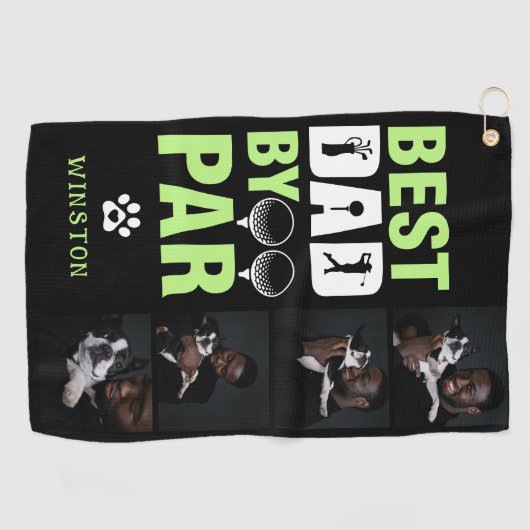 Aangepaste hond foto collage beste papa door par golfhanddoek (Horizontaal)