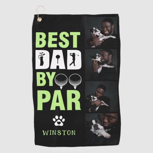 Aangepaste hond foto collage beste papa door par golfhanddoek (Voorkant)