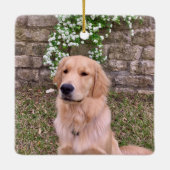 Aangepaste hond Foto Collage Cute Blue Pet Kerstmi Keramisch Ornament (Achterkant)