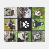 Aangepaste hond Foto Collage Pet Paw Print Black Fleece Deken (Voorkant (Horizontaal))