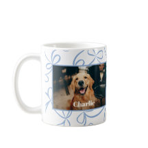 Aangepaste Hond Foto en Naam Licht Blauw Boog Patr