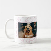 Aangepaste Hond Foto en Naam Licht Roze Bow Patroo Koffiemok (Links)