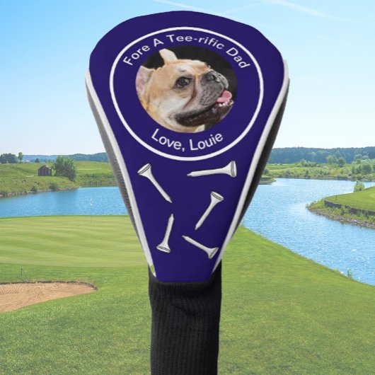 Aangepaste hond foto golfer cadeau grappig blauw golfheadcover