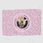 Aangepaste hond foto golfer cadeau grappige roze d golfhanddoek (Horizontaal)