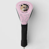 Aangepaste hond foto golfer cadeau grappige roze d golfheadcover (Voorkant)