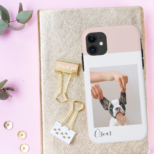 Aangepaste Hond Foto iPhone Case | Pastel Roze & N