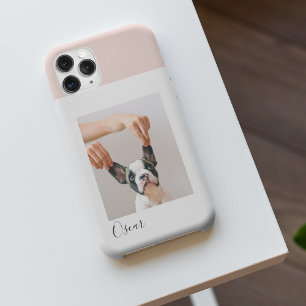 Aangepaste Hond Foto iPhone Case   Pastel Roze & N