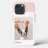 Aangepaste Hond Foto iPhone Case | Pastel Roze & N (Achterkant)