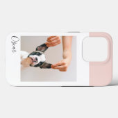 Aangepaste Hond Foto iPhone Case | Pastel Roze & N (Achterkant (horizontaal))