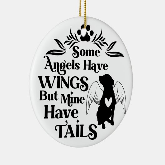 Aangepaste hond foto Kerst engel vleugels Keramisch Ornament (Rechts)