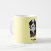 Aangepaste Hond Foto Mok – Pastel Geel met Pet Naa (Voorkant links)