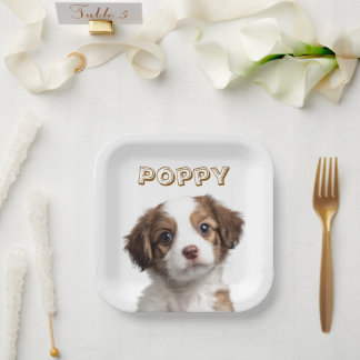 Aangepaste Hond Foto & Naam Papier Borden Papieren Bordje