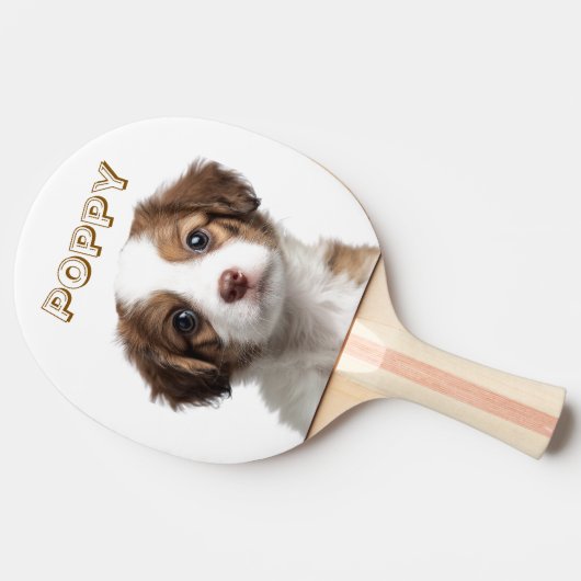 Aangepaste Hond Foto & Naam Ping Pong Paddle Tafeltennisbatje (Zijkant)