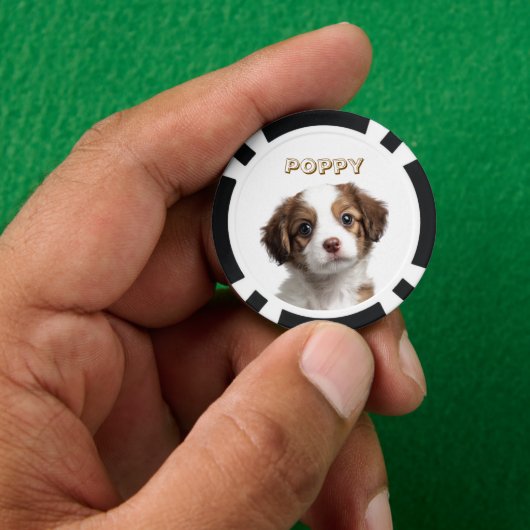 Aangepaste Hond Foto & Naam Poker Chips (Hand)