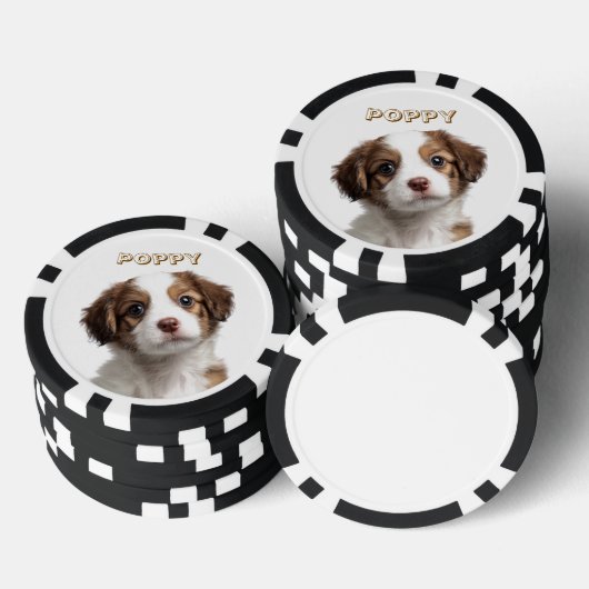 Aangepaste Hond Foto & Naam Poker Chips (Opstapeling)