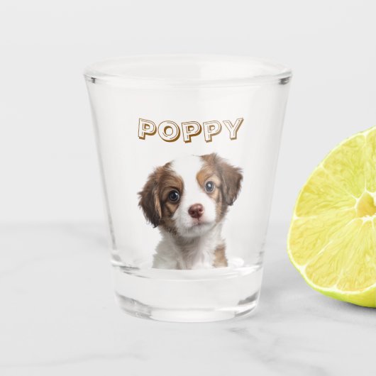 Aangepaste Hond Foto & Naam Shot Glas (Voorkant)
