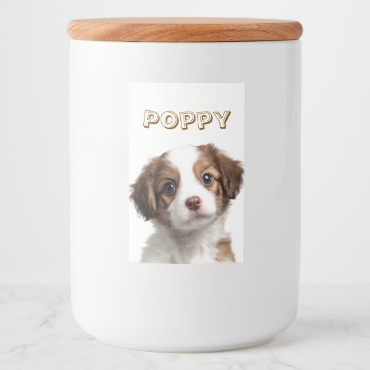 Aangepaste Hond Foto & Naam Voedsel Container Labe Voedselcontainer Etiket (Voorkant)