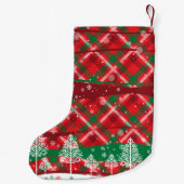 Aangepaste hond Foto & Name, Dog Paw Green Red Tar Kleine Kerstsok (Achterkant)