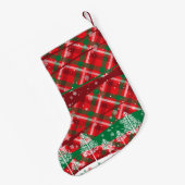 Aangepaste hond Foto & Name, Dog Paw Green Red Tar Kleine Kerstsok (Achterkant (Hangend))