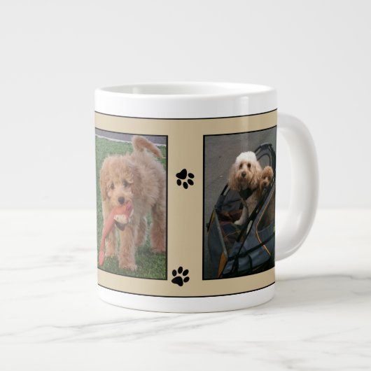 Aangepaste Hond Foto Paw Drukt Schattigee Afbeeldi Grote Koffiekop (Voorkant rechts)