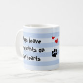Aangepaste hond foto poot prints geheugen blauw koffiemok (Voorkant links)