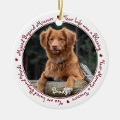 Aangepaste hond Foto Red Pet Memorial Keramisch Ornament (Voorkant)