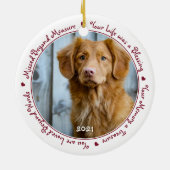 Aangepaste hond Foto Red Pet Memorial Keramisch Ornament (Achterkant)