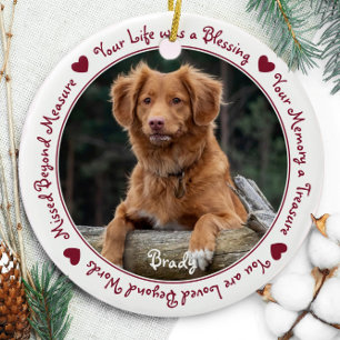 Aangepaste hond Foto Red Pet Memorial Keramisch Ornament