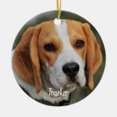 Aangepaste hond Foto Red Pset Loss Pet Memorial Keramisch Ornament (Voorkant)