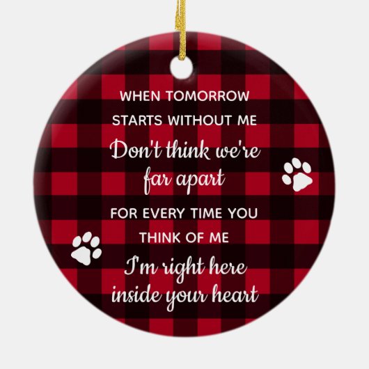 Aangepaste hond Foto Red Pset Loss Pet Memorial Keramisch Ornament (Achterkant)