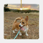 Aangepaste hond foto  roze dubbelzijdig keramisch ornament (Achterkant)