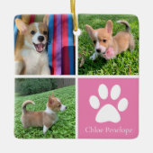 Aangepaste hond foto  roze dubbelzijdig keramisch ornament (Voorkant)