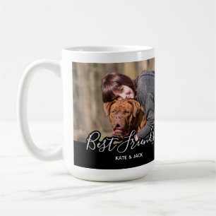 Aangepaste hond Foto zwart Man Beste vriend Koffiemok