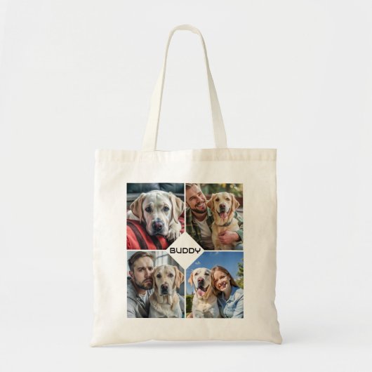 Aangepaste Hond Fotocollage Huisdier Tote Bag (Voorkant)