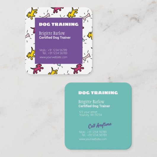 Aangepaste hond graffiti stijl achtergrond vierkante visitekaartje (Voorkant / Achterkant)