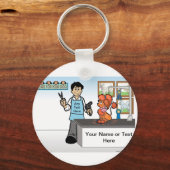 Aangepaste hond-groomer - Mannelijke Cartoon Sleutelhanger (Voorkant)