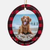 Aangepaste hond huisdier foto Kerstmis Rode Buffel Keramisch Ornament (Links)