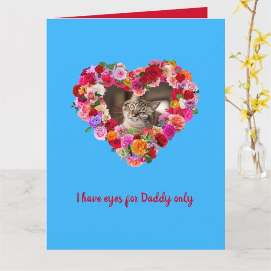 Aangepaste Hond, Kat, Huisdier Foto Vaderdag Roos  Kaart (Gele Bloem)