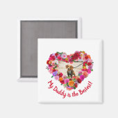 Aangepaste Hond, Kat, Huisdier Foto Vaderdag Roos  Magneet (Voorkant / Achterkant)