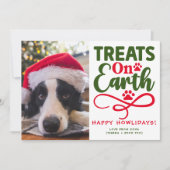 Aangepaste Hond Kerstfoto Gepersonaliseerd Afbeeld Feestdagenkaart (Voorkant)