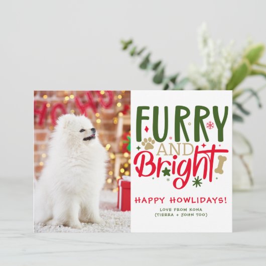 Aangepaste Hond Kerstfoto Gepersonaliseerd Afbeeld Feestdagenkaart (Staand voorkant)