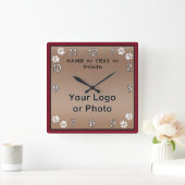Aangepaste hond klok, Jouw tekst, FOTO of LOGO Vierkante Klok (Huis)
