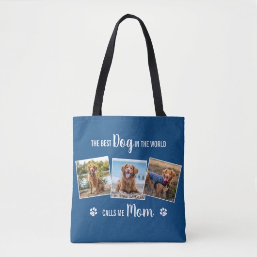 Aangepaste hond maanblauw fotocollage tote bag (Voorkant)