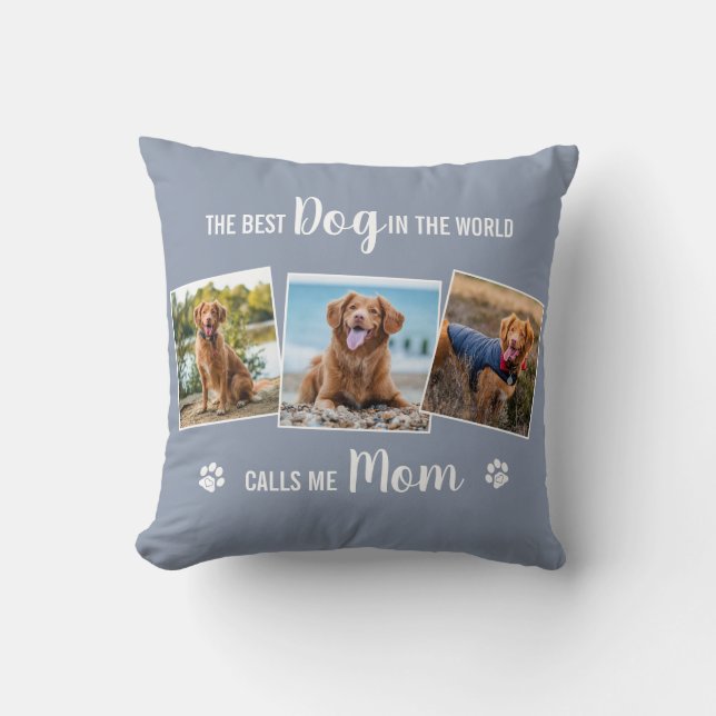 Aangepaste hond Mam Gray Foto Collage Kussen (Voorkant)
