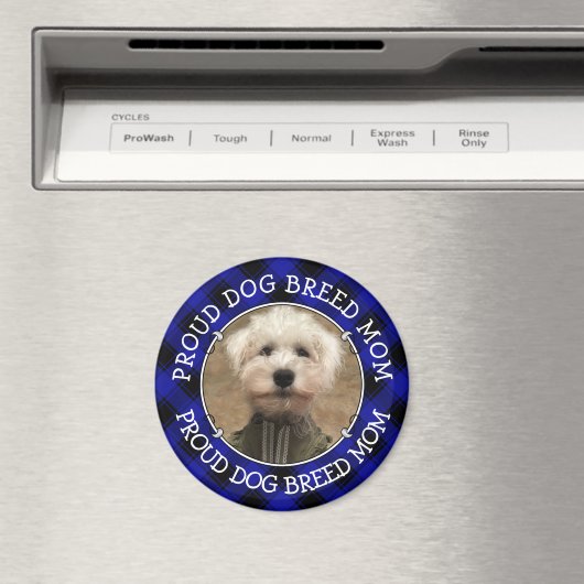 Aangepaste hond Mam Pap Foto Lijst Blauw en Zwart  Magneet (Insitu (Vaatwasser))