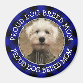 Aangepaste hond Mam Pap Foto Lijst Blauw en Zwart  Magneet (Voorkant)