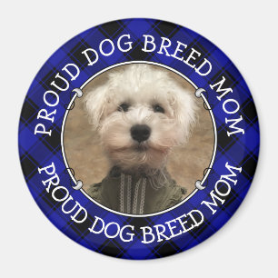 Aangepaste hond Mam Pap Foto Lijst Blauw en Zwart  Magneet